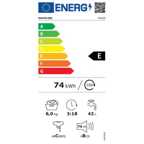 ΗΠΡ ΕΛΕΥΘ 60CM DAVOLINE F06ED 6KG E 1000RPM SLIM